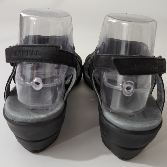 Merrell Select Fresh Air Cushion Black Leather Performance Sandals Size 8 - Picture 3 of 13